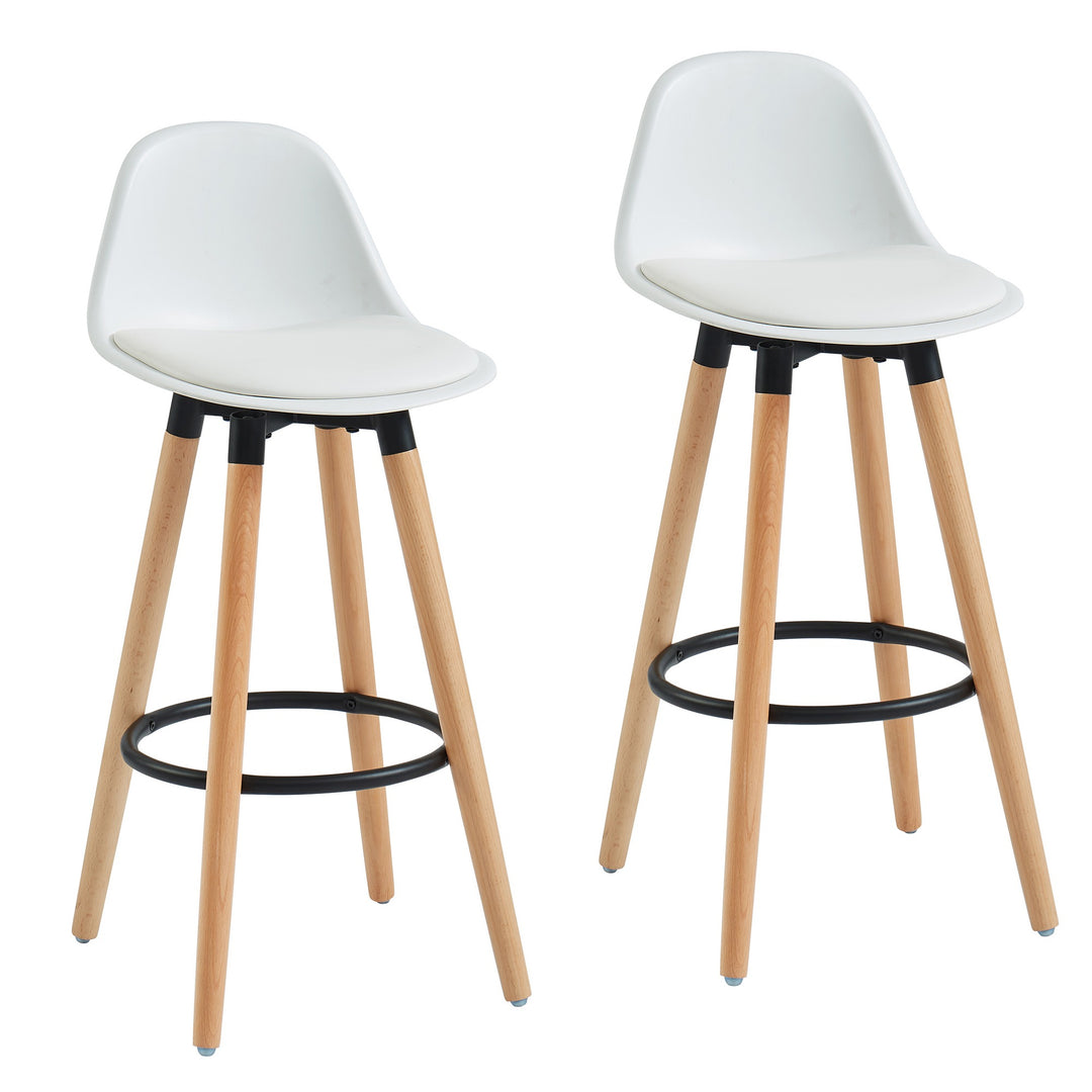 Lumetrix Counter Stool – Set of 2, 26" Curved ABS Seat Faux Leather Upholstered Stools with Beechwood Legs (Copy)