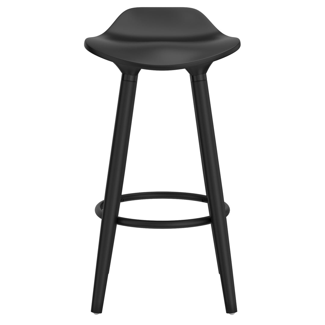 Bravesta Counter Stool – Set of 2, 26" Molded ABS Seat Stools with Black Beech Wood Legs & Matte Black Footrest