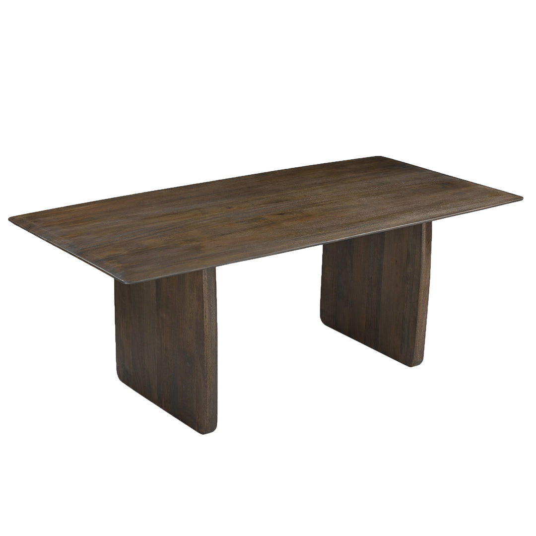 Hartello 7-Piece Mid-Century Modern Mocha Dining Set with Toffee Performance Fabric Chairs