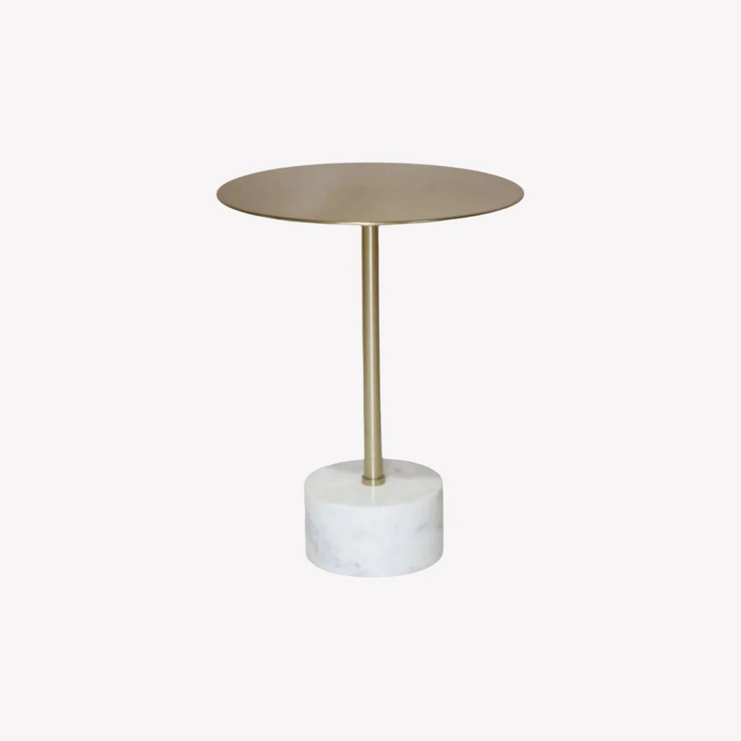 Valencia Accent Table – White Marble & Gold Iron Frame