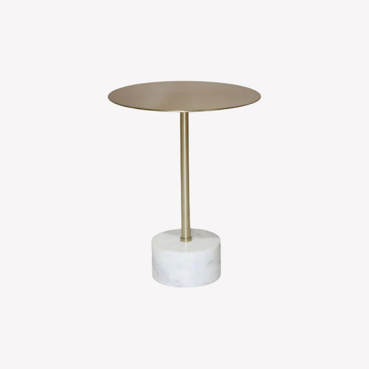 Valencia Accent Table – White Marble & Gold Iron Frame