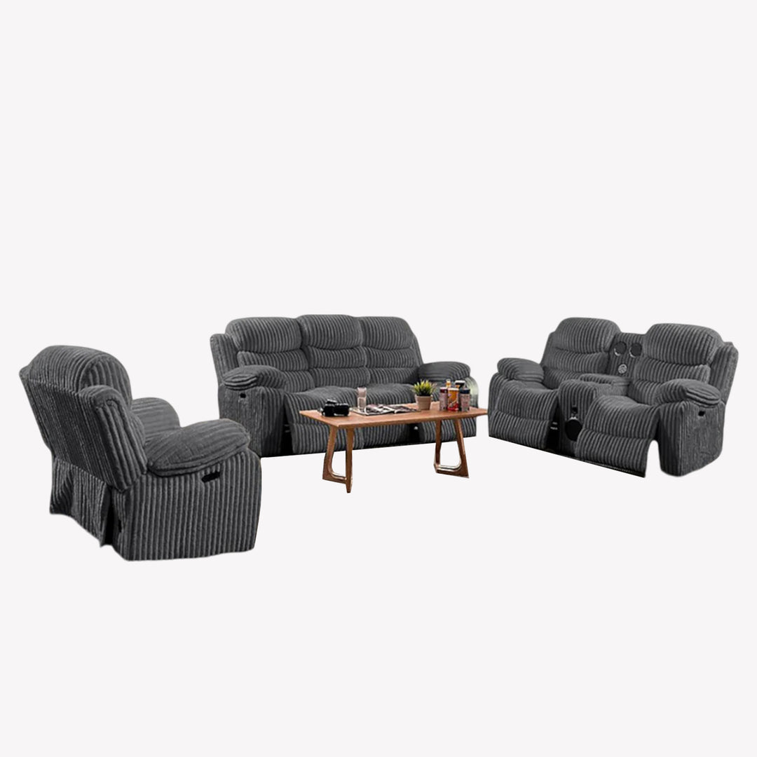 Myrcella Recliner Set – Grey Elegance | Power Comfort & LED Vibes