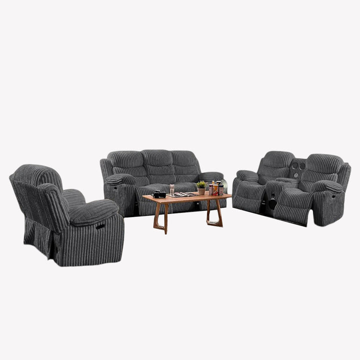 Myrcella Recliner Set – Grey Elegance | Power Comfort & LED Vibes