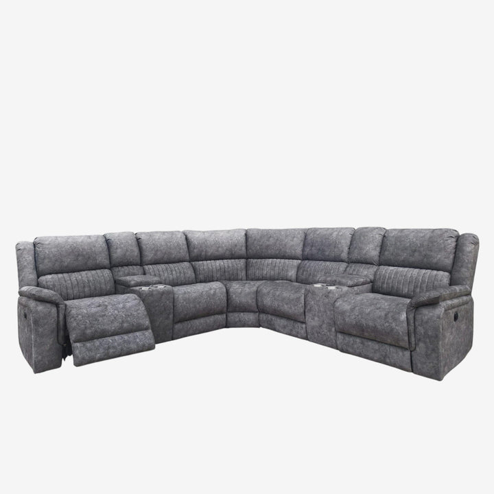 Belaro 5-Piece Sectional Recliner – Grey Comfort with Smart Luxury