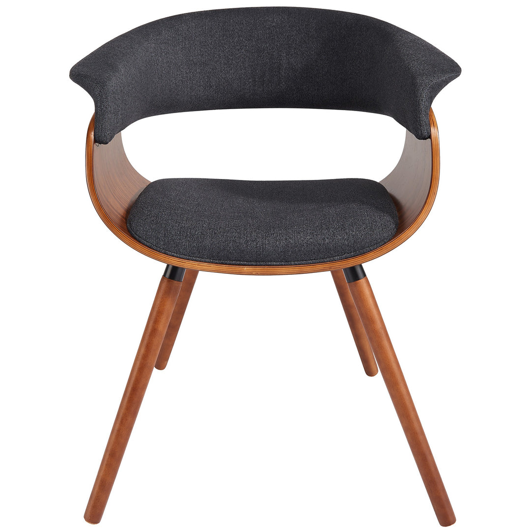 Vornyx Mid-Century Modern Accent/Dining Chair – Curved Bentwood Frame with Walnut Finish & Charcoal Fabric Upholstery