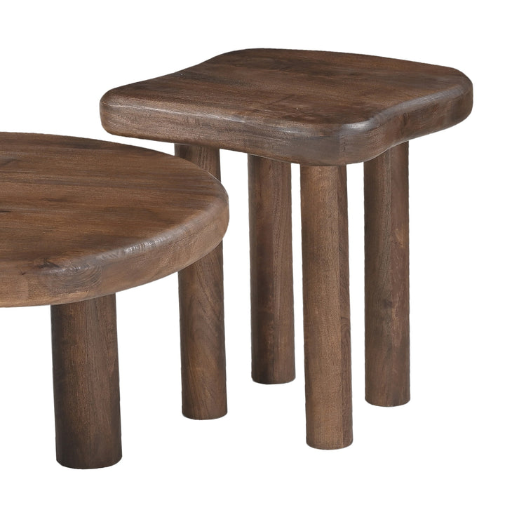 Carvello Freeform Solid Mango Wood Accent Table with Dark Walnut Finish