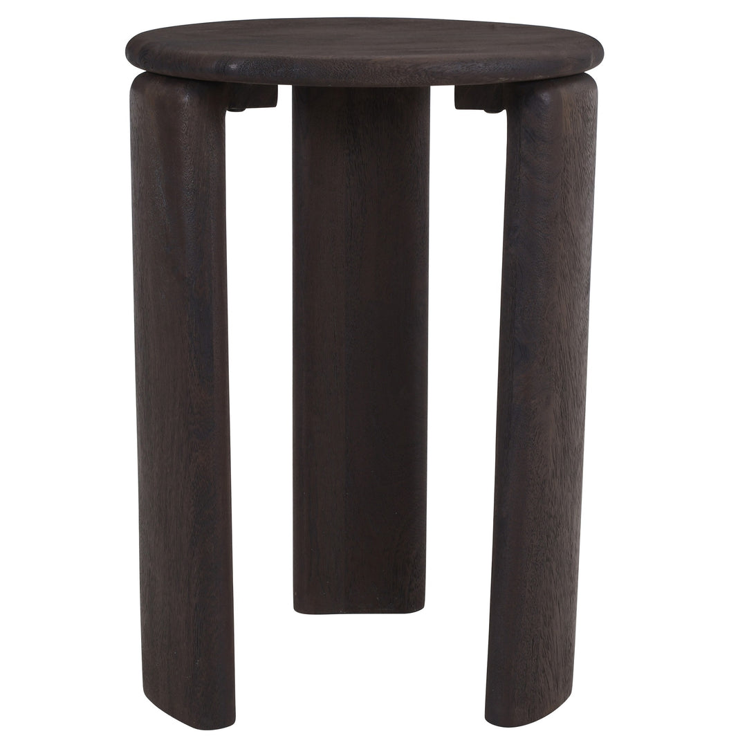 Kelvora Mid-Century Modern Solid Mango Wood Round Accent Side Table in Rich Mocha Finish