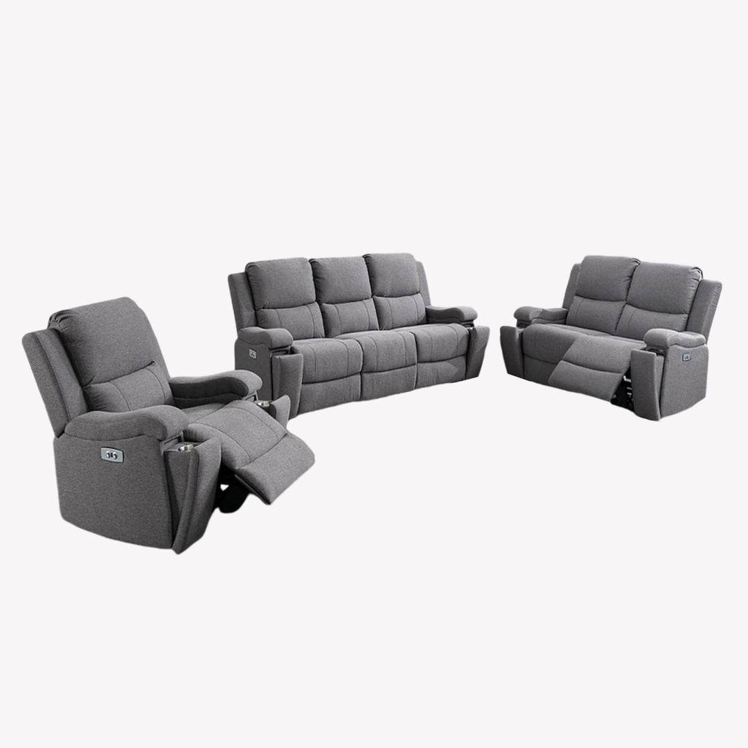 Aeron Recliner Set – Grey Luxury with Power Comfort