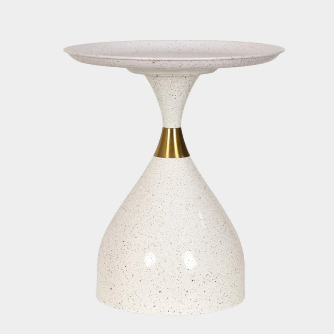 Moderna Opal Accent Table – White & Gold Finish
