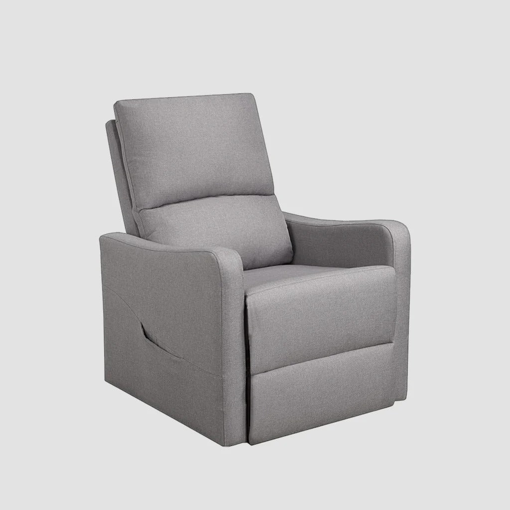 RevoRest Recliner Lift Chair | Light Grey Fabric Power Recliner with Side Pouch