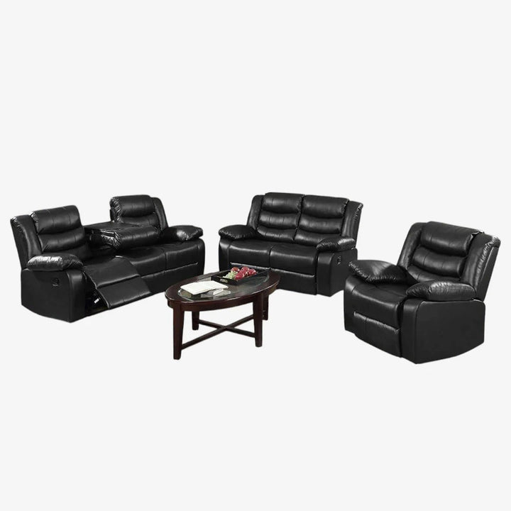 Cosmo Recliner Set Brown | Manual Recliner Chair, Loveseat & Sofa