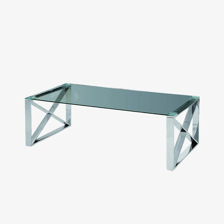 Ascend Coffee Table – Clear Tempered Glass Top & Chrome Stainless Steel Base