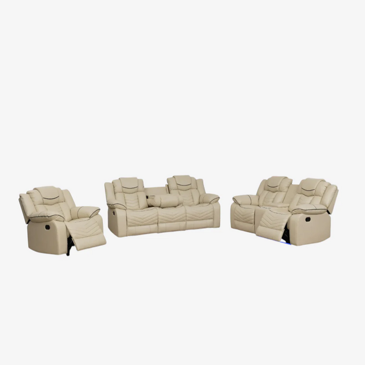 Orion Recliner Set – Recliner Chair, Loveseat & Sofa with Manual Recline and LED Lighting