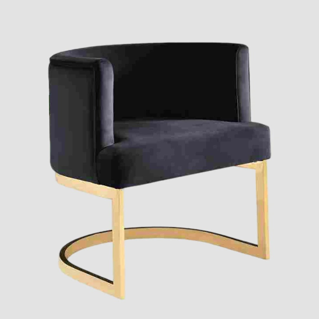 "Lorenzo Premium Black Velvet Accent Chair with Stunning Gold Base – A Touch of Elegance and Modern Luxury for Your Home"