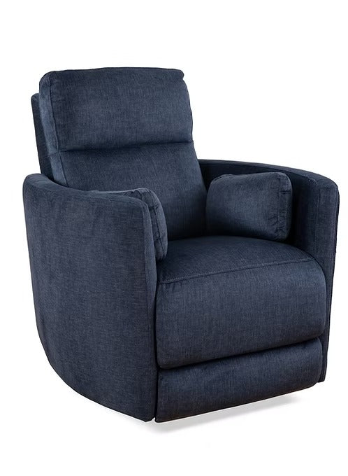 Xelviora Recliner Chair in Soft Blue Fabric with Swivel Glider Mechanism, Hidden Pull Handle &amp; Zero Wallhugger Design