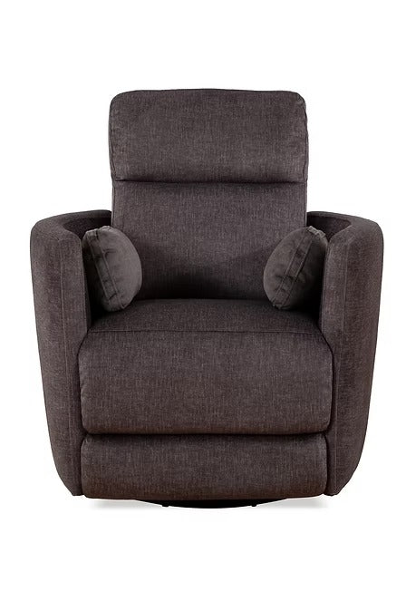 Xelviora Recliner Chair in Soft Gun Metal Fabric with Swivel Glider Mechanism, Hidden Pull Handle &amp; Zero Wallhugger Design