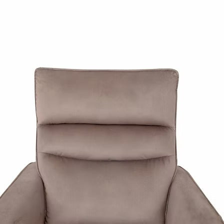 Valmire Recliner Chair with Side-Mounted Steel Pull Handle, Glider Rocking Mechanism & Soft Warm Light Taupe Fabric
