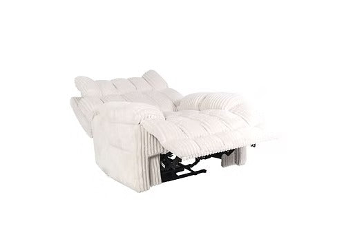Morviano Dual Power Recliner Chair with Adjustable Lumbar Support, Manual Headrest Wings, Bluetooth Music System & Plush Cream Fabric Upholstery