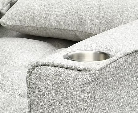 Arquelio Convertible Sofa Bed Sectional – Adjustable Backrest Sleeper Sofa with USB Charging Station, Cup Holders, Side Storage Pocket and Silver Grey Fabric Upholstery