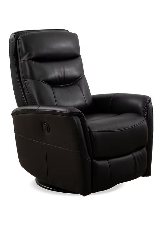 Nivello Power Recliner Chair with Swivel & Glider Function, Zero Wallhugger Design, Soft Black PU Upholstery & High-Density Foam Comfort