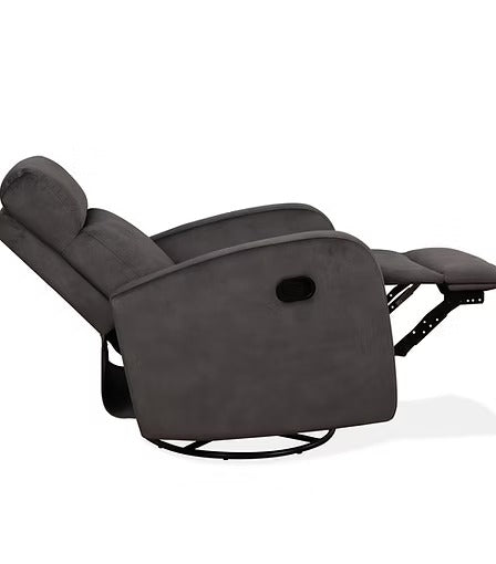 Wervano Recliner Chair with Swivel Glider Mechanism, Zero Wallhugger Design &amp; Soft Charcoal Fabric