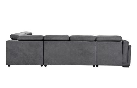 Novira Sofa Bed Sectional – Left Hand Facing Chaise with Lift Up Storage, Floating Ottoman, Adjustable Headrests