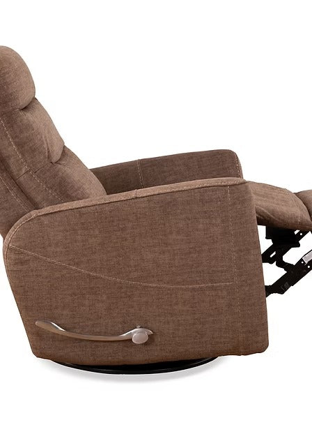 Torvella Recliner Chair with Side-Mounted Steel Pull Handle, Glider Rocking Mechanism &amp; Zero Wallhugger Design in Soft Chocolate Fabric