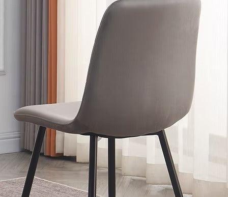 Calvona 7-Piece Dinette Set – Sintered Stone White Marble Extension Table with Black Steel Legs & Soft Grey Velvet Chairs