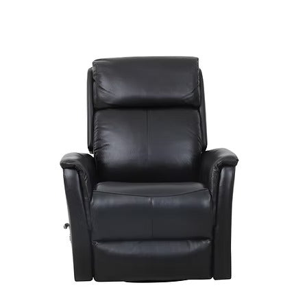 Zyrello Recliner Chair in Soft Blackberry Leather Match with Side-Mounted Steel Pull Handle &amp; Glider Rocking Mechanism