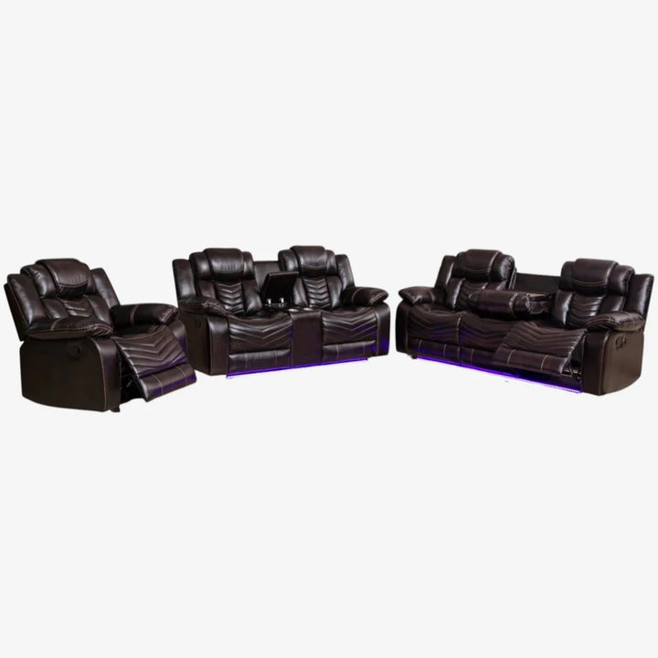Orion Recliner Set – Recliner Chair, Loveseat & Sofa with Manual Recline and LED Lighting