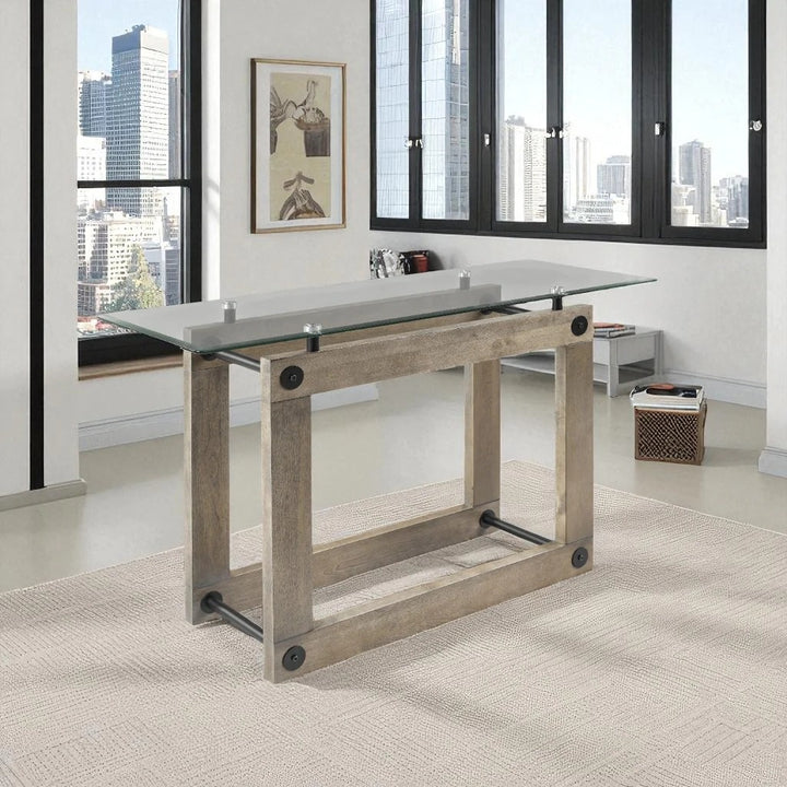 Bellagio Sofa Table – Ash Brown Frame & Tempered Glass Top