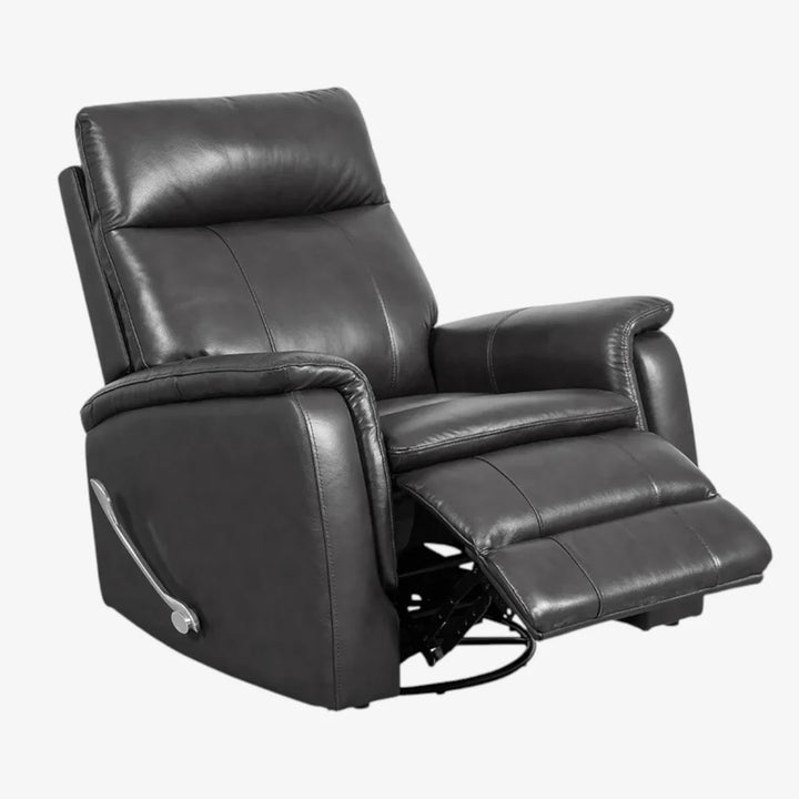 Faelan Recliner Chair | Manual Reclining Leather Chair with Swivel & Gliding – Granite