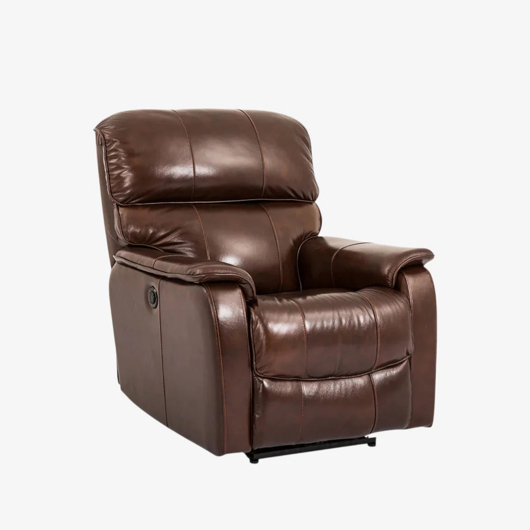 Gavriel Recliner Chair | Power Reclining Leathaire Chair with Gliding – Warm Brown