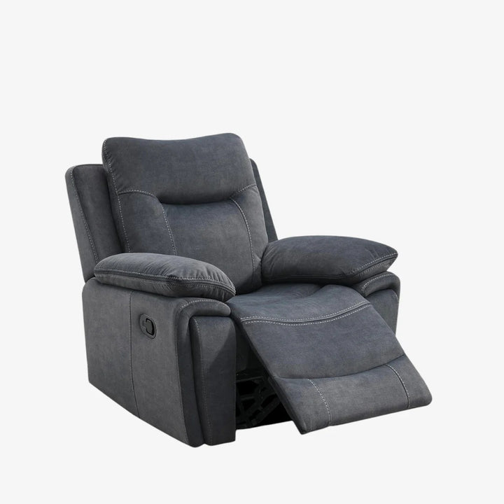 Comforta Recliner Chair with Manual Recline & Glider | Grey Velour Fabric Recliner