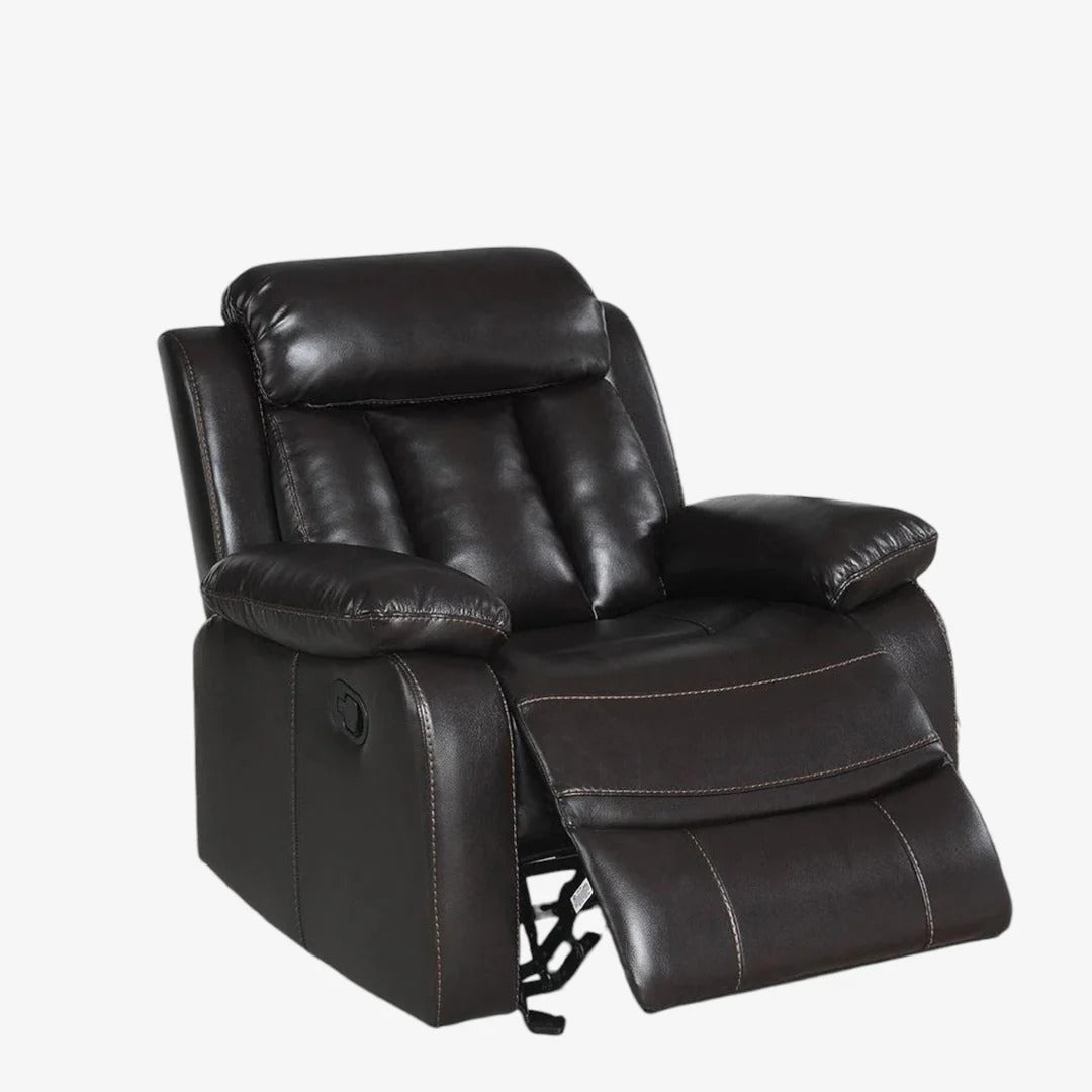 Seatify Recliner Chair with Manual Recline & Glider | Dark Brown Leathaire Recliner