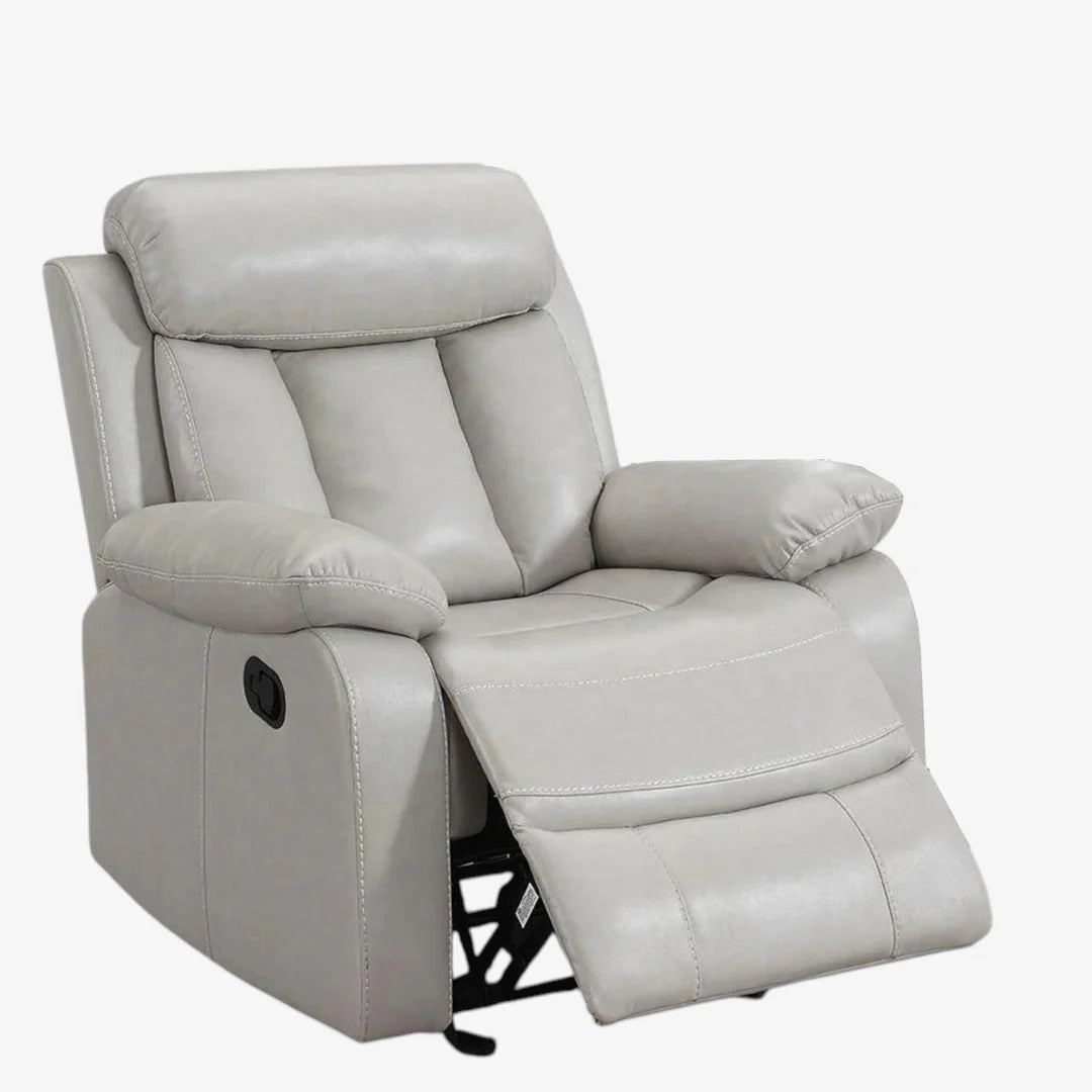 Stravelo Recliner Chair with Manual Recline & Glider | Beige Leathaire Recliner