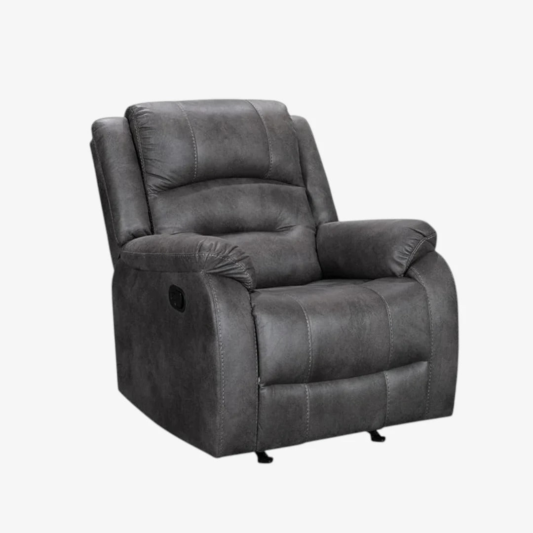 Plushy Recliner Chair – Calvano | Grey Palomino Fabric, Manual Recline & Glider