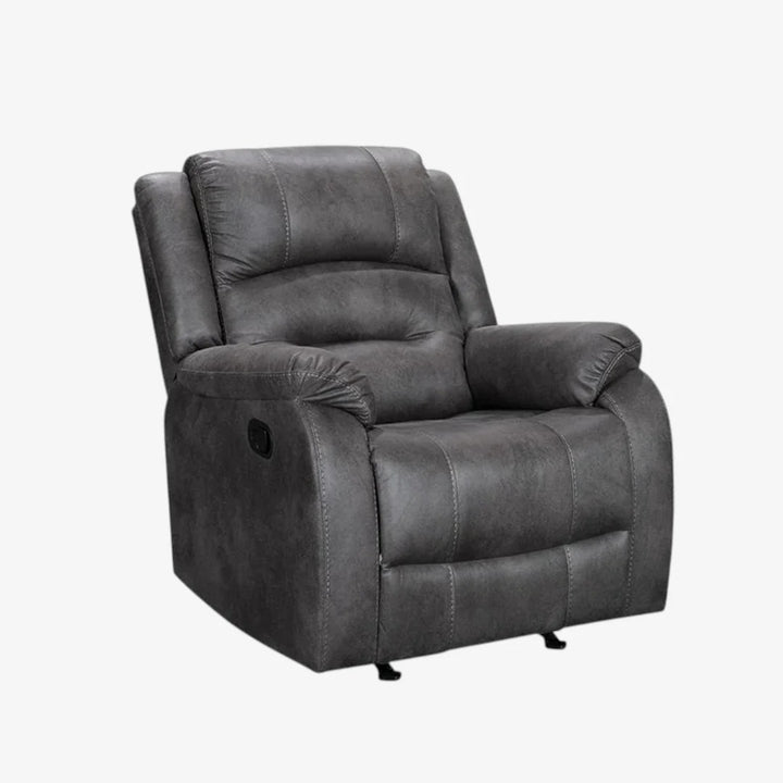 Plushy Recliner Chair – Calvano | Grey Palomino Fabric, Manual Recline & Glider