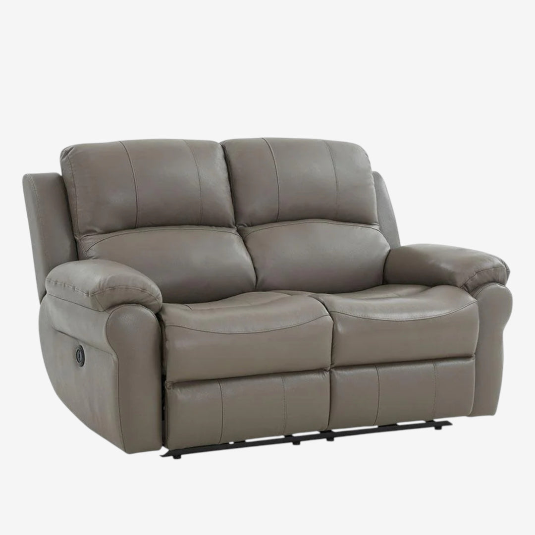 Ravino Recliner Loveseat – Grey Leather Luxury with Power Comfort