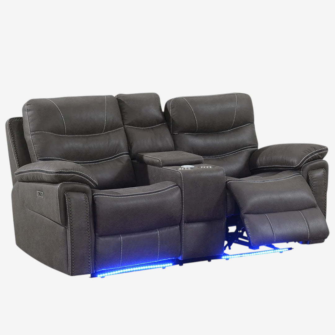 Voltair Recliner Loveseat – Dark Grey Power Luxury with Smart Comfort