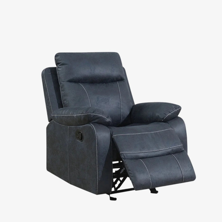 Easeo Recliner Chair with Manual Recline & Glider | Greyish-Blue Suede Recliner