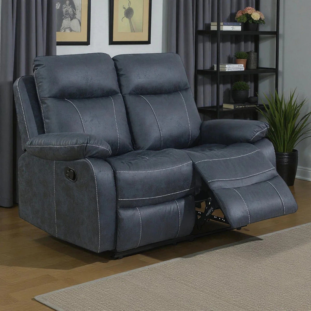 Novaro Fabric Upholstered Manual Recliner Sofa - Blue | Comfortable, Durable, Stylish & Functional
