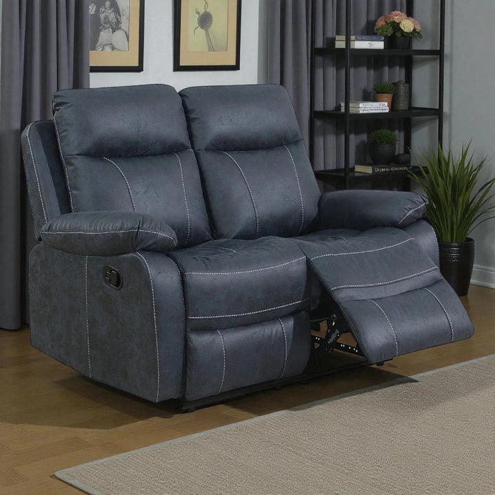 Novaro Fabric Upholstered Manual Recliner Sofa - Blue | Comfortable, Durable, Stylish & Functional