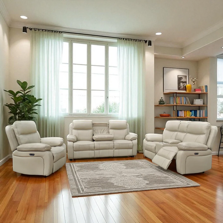 Havyn Power Recliner Set Brown | Genuine Leather Recliner Chair, Loveseat & Sofa (Copy)