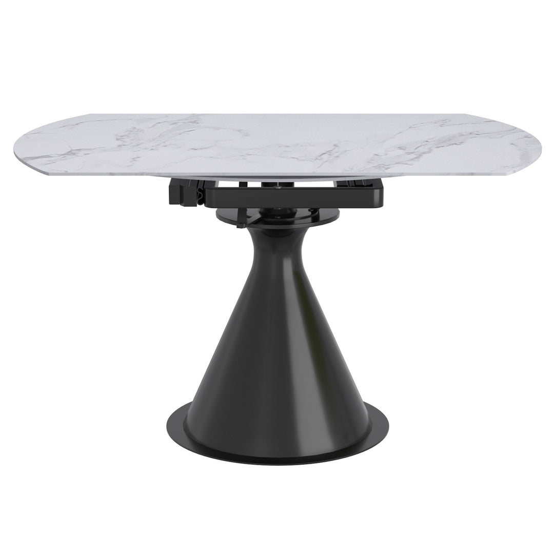 Evana Dining Table With Sintered Stone Top - White/ Black | Timeless, Durable & Extendable
