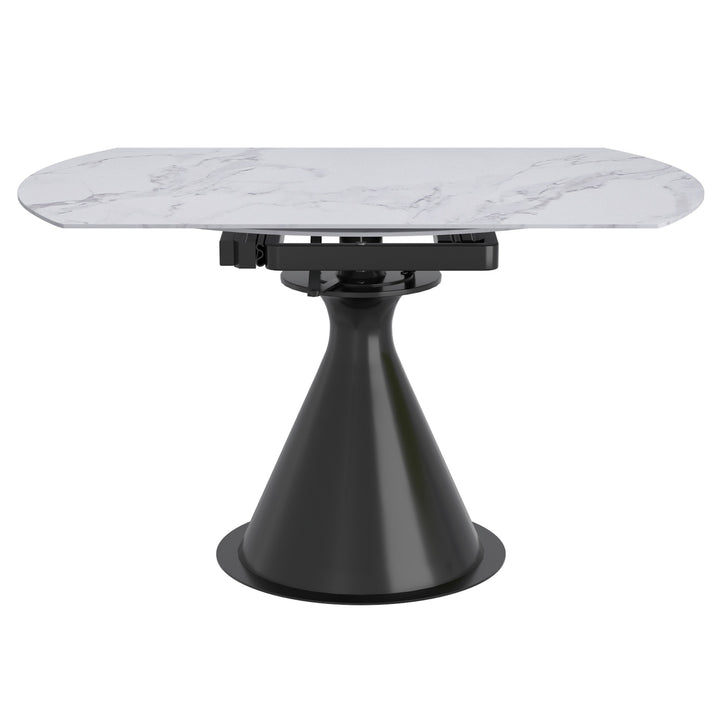 Evana Dining Table With Sintered Stone Top - White/ Black | Timeless, Durable & Extendable