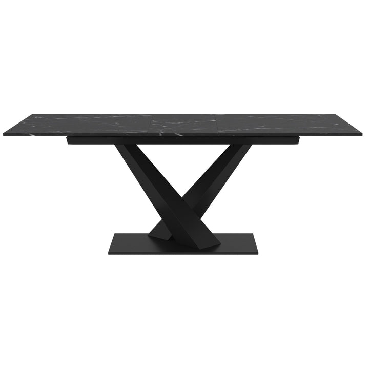 Eldoria Contemporary Extendable Dining Table – Sintered Stone Top with Geometric Pedestal Base