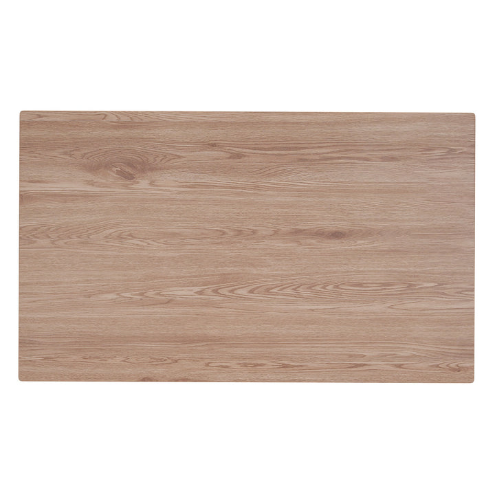Orvyn Modern Dining Table – 63" Solid Engineered Wood Table with 2" Thick Laminated Veneer Natural Wood Grain Top, Black Metal X-Leg Base and Industrial Contemporary Design