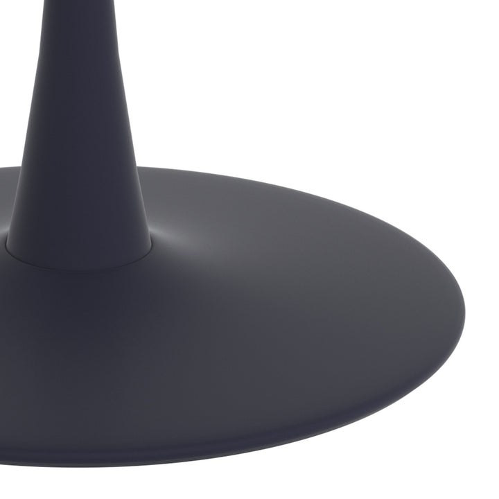 Mireva Round Dining Table – Premium Faux Marble Top with Matte Black Metal Pedestal Base for Modern Homes