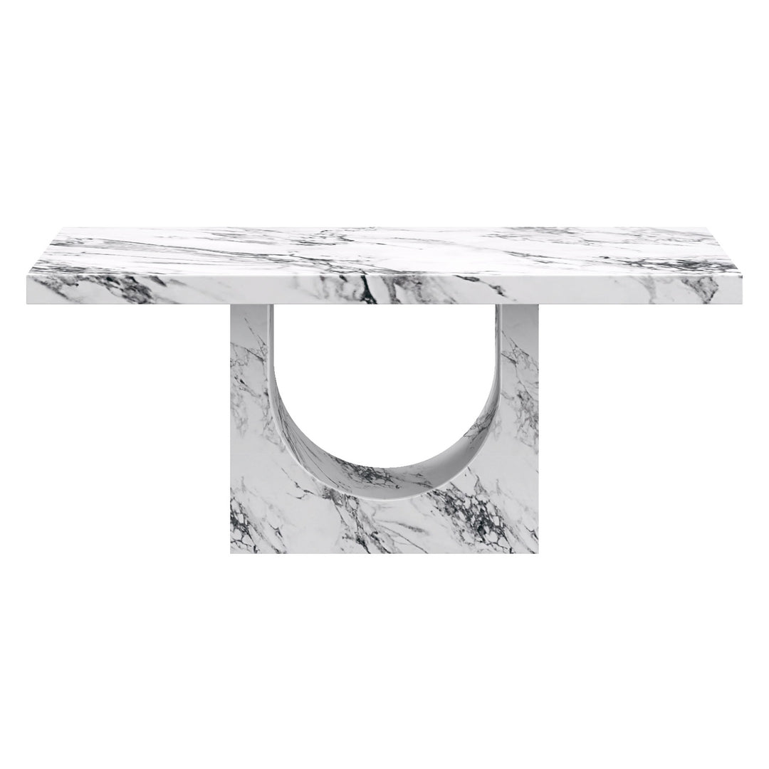 Meridale Contemporary Arch Dining Table – ECC Concrete Table with Matte Bulgari Marble Finish, Heat & Scratch Resistant Surface and Modern Sculptural Design Dining Table